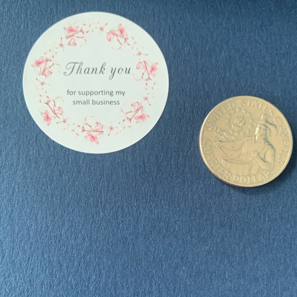 Thank You Sticker Labels 500 labels on roll 1.5”x1.5” Round Label White & Pink - Picture 2 of 5